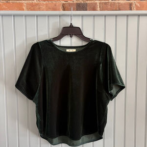 Madewell Short Sleeve Velvet Tee in Green, Size S